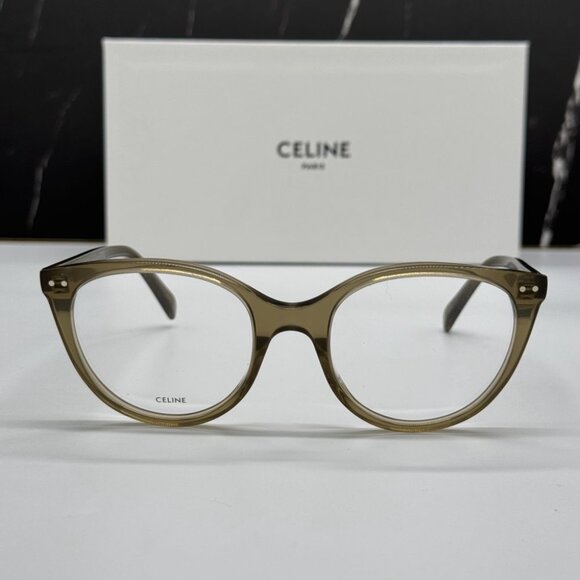 NEW CL50068I 093 CELINE WOMEN CAT EYE EYEGLASSES  KHAKI EYEWEAR CELINE - Picture 3 of 11